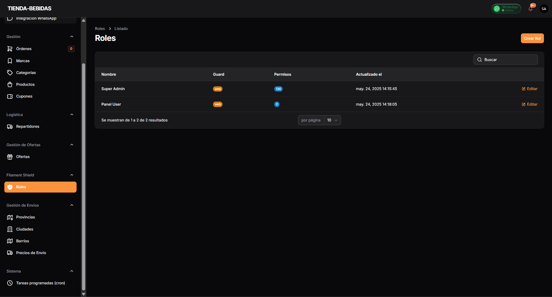 Configuración de roles de usuario